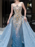 Modest Mermaid Scoop Neck Sequins With Beaded Prom Dresses Inspiration Long Party Night Evening Dress 19th Birthday Outfits HZ0311