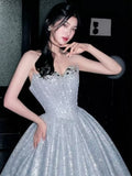 Sparkly Ball Gown 2026 Strapless Blue Sequins Prom Dresses Inspiration Long Party Night Evening Gowns 19th Birthday Outfits HZ0311