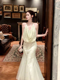 Sexy Mermaid Halter Mint Green Sequins Ankle Length Prom Dresses Wedding Guest Dress 20th Birthday Outfits HZ0311