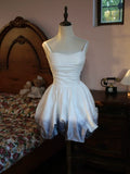 Vintage Ball Gown Strapless White Ombre Blue Satin Short Cocktail Dress 16th Birthday Outfits Homecoming Dresses Night Party Gown HZ0311