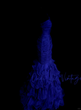Mermaid One Shoulder Royal Blue Tulle With Pleated Ruched Long Prom Dresses Party Dress For Women HZ0311