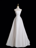 Timeless Ball Gown Strapless Sleeveless Satin Fitted Long Wedding Dress Bride Gown Wedding Dresses HZ0311