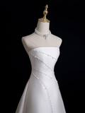 Timeless Ball Gown Strapless Sleeveless Satin Fitted Long Wedding Dress Bride Gown Wedding Dresses HZ0311