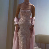 Charming Strapless Sleeveless Long Mermaid Prom Dress With Beading Party Dress For Women HZ0311