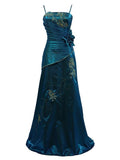 Vintage Mermaid Spaghetti Straps Satin Blue For Women Party Dresses Long Formal Prom Dresses 22th Birthday Gown HZ0311
