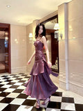Elegant And Chic Asymmetrical Ruffle Cami Dresses Fashion Women Plain Party Prom Evening Modest Birthday Wedding Guest Dress HZ0311