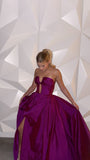 Modest A Line Strapless Grape With Slit For Women Party Dress Long Formal Prom Dresses 22th Birthday Outfits HZ0311