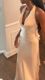 Elegant Women's Mermaid Halter Satin With Ruched Sleeveless Long Wedding Gowns Dresses HZ0311