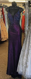 Modest Mermaid Spaghetti Straps Grape Satin With Beads For Women Party Dress Long Formal Prom Dresses 21st Birthday Outfits HZ0311