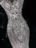 Princess Mermaid Scoop Silver Sequined With Sleeves Wedding Dress Fairytale Boho Summer Sparkly Bridal Dresses HZ0311