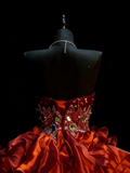 Princess Ball Gown Sweetheart Burgundy Corset Back Tiered Ruffles Long Prom Dresses Evening Outfits Formal Dress HZ0311